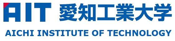 Logo of AIT Aichi Institute of Technology with blue text and a red triangle accent.